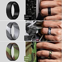 Thunderfit Silicone Wedding Rings For Men Step Edge 8Mm Width 2Mm Thick Black Green Camo Olive Green Grey Camo Grey A