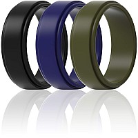 Thunderfit Silicone Wedding Rings For Men Step Edge 8Mm Width 2Mm Thick Dark Blue B Olive Green Black Size 15516 24