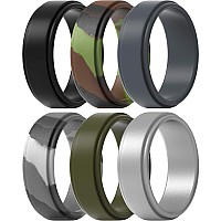 Thunderfit Silicone Wedding Rings For Men Step Edge 8Mm Width 2Mm Thick Black Green Camo Olive Green Grey Camo Grey A