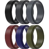 Thunderfit Silicone Wedding Rings For Men Step Edge 8Mm Width 2Mm Thick Black Grey B Grey A Dark Red A Dark Blue B Ol