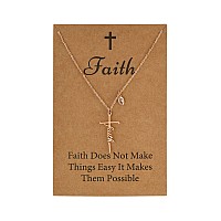 Sannyra Faith Cross Necklace For Women18K Rose Gold Plated Cletters Womens Cross Necklace Religious Cross Necklace For Women