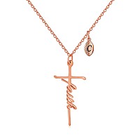 Sannyra Faith Cross Necklace For Women18K Rose Gold Plated Cletters Womens Cross Necklace Religious Cross Necklace For Women