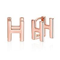 Initial Stud Earrings For Women Rose Gold Plated Letter H Earrings Valentines Day Jewelry Gifts