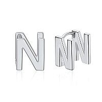 Initial Stud Earrings For Women Silver Plated Letter N Earrings Valentines Day Jewelry Gifts