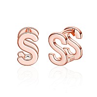 Initial Stud Earrings For Women Rose Gold Plated Letter S Earrings Valentines Day Jewelry Gifts