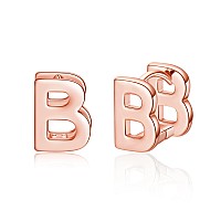 Initial Stud Earrings For Women Rose Gold Plated Letter B Earrings Valentines Day Jewelry Gifts