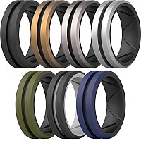 Thunderfit Silicone Wedding Rings For Men Bevelled 2Layer Mid Line 82Mm Wide 25Mm Thick 7 Rings Combination B Size 85