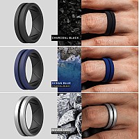 Thunderfit Silicone Wedding Rings For Men Bevelled 2Layer Mid Line 82Mm Wide 25Mm Thick 7 Rings Combination B Size 85