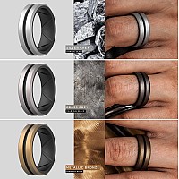 Thunderfit Silicone Wedding Rings For Men Bevelled 2Layer Mid Line 82Mm Wide 25Mm Thick 7 Rings Combination B Size 85