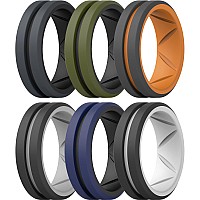 Thunderfit Silicone Wedding Rings For Men Bevelled 2Layer Mid Line 82Mm Wide 25Mm Thick 6 Rings Combination A Size 115