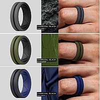 Thunderfit Silicone Wedding Rings For Men Bevelled 2Layer Mid Line 82Mm Wide 25Mm Thick 6 Rings Combination A Size 115