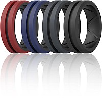 Thunderfit Silicone Wedding Rings For Men Bevelled 2Layer Mid Line 82Mm Wide 25Mm Thickblackdark Blue B Blackdark Red