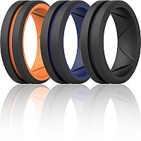 Thunderfit Silicone Wedding Rings For Men Bevelled 2Layer Mid Line 82Mm Wide 25Mm Thickorange Dblack Dark Blue Bblack