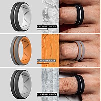 Thunderfit Silicone Wedding Rings For Men Bevelled 2Layer Mid Line 82Mm Wide 25Mm Thick 6 Rings Combination A Size 55