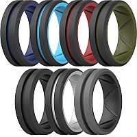 Thunderfit Silicone Wedding Rings For Men Bevelled 2Layer Mid Line 82Mm Wide 25Mm Thick 7 Rings Combination A Size 75