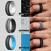 Thunderfit Silicone Wedding Rings For Men Bevelled 2Layer Mid Line 82Mm Wide 25Mm Thick 7 Rings Combination A Size 75