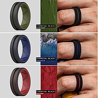 Thunderfit Silicone Wedding Rings For Men Bevelled 2Layer Mid Line 82Mm Wide 25Mm Thick 7 Rings Combination A Size 75