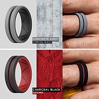 Thunderfit Silicone Wedding Rings For Men Bevelled 2Layer Mid Line 82Mm Wide 25Mm Thickdark Red Ablack Blackdark Red A