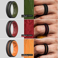 Thunderfit Silicone Wedding Rings For Men Bevelled 2Layer Mid Line 82Mm Wide 25Mm Thick 5 Rings Combination A Size 105