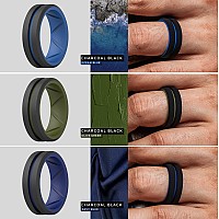 Thunderfit Silicone Wedding Rings For Men Bevelled 2Layer Mid Line 82Mm Wide 25Mm Thick 5 Rings Combination A Size 105