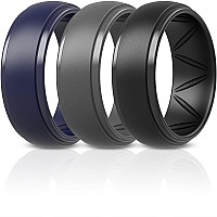 Thunderfit Silicone Rings For Men Breatheable Airgrooves Step Edge 10Mm Wide 25Mm Thick Dark Blue B Grey B Black Size