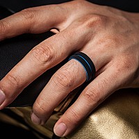 Thunderfit Silicone Wedding Rings For Men Bevelled 2Layer Mid Line 82Mm Wide 25Mm Thickdark Blue Hblack Size 14515