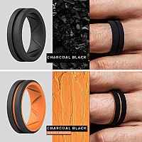 Thunderfit Silicone Wedding Rings For Men Bevelled 2Layer Mid Line 82Mm Wide 25Mm Thickblackblack Orange Dblack Size