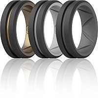 Thunderfit Silicone Wedding Rings For Men Bevelled 2Layer Mid Line 82Mm Wide 25Mm Thickbronze Bblack Grey Ablack Grey