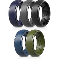 Thunderfit Silicone Rings For Men Breatheable Airgrooves Step Edge 10Mm Wide 25Mm Thick Dark Blue B Grey B Black Dark B