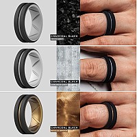 Thunderfit Silicone Wedding Rings For Men Bevelled 2Layer Mid Line 82Mm Wide 25Mm Thickbronze Bblack Grey Ablack Grey