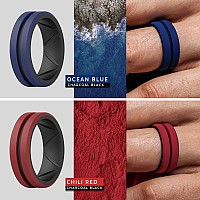 Thunderfit Silicone Wedding Rings For Men Bevelled 2Layer Mid Line 82Mm Wide 25Mm Thickblackdark Blue B Blackdark Red