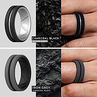 Thunderfit Silicone Wedding Rings For Men Bevelled 2Layer Mid Line 82Mm Wide 25Mm Thickblackgrey A Silver Bblack Siz