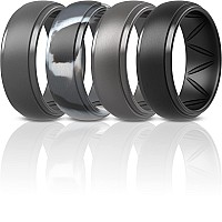 Thunderfit Silicone Rings For Men Breatheable Airgrooves Step Edge 10Mm Wide 25Mm Thick Black Grey B Grey Camo Gunmetal