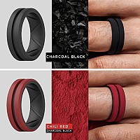 Thunderfit Silicone Wedding Rings For Men Bevelled 2Layer Mid Line 82Mm Wide 25Mm Thickdark Red Ablack Blackdark Red A