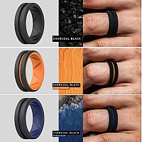 Thunderfit Silicone Wedding Rings For Men Bevelled 2Layer Mid Line 82Mm Wide 25Mm Thickorange Dblack Dark Blue Bblack