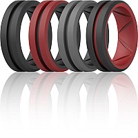 Thunderfit Silicone Wedding Rings For Men Bevelled 2Layer Mid Line 82Mm Wide 25Mm Thickdark Red Ablack Blackdark Red A