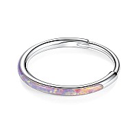 Gagabody Septum Ring 16G Clicker Cartilage Earring 16G Nose Septum Nose Nostril Stainless Steel Purple Opal Paved Jewelry For Wo