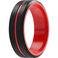 Thunderfit Silicone Wedding Rings For Men 2 Layer Middle Line Beveled Edge 82Mm Wide 25Mm Thick Red Ablack Size 758 1