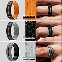 Thunderfit Silicone Wedding Rings For Men 2 Layer 82Mm Wide 25Mm Thick Grey Ablack Olive Greenblack Orange Dblack Black