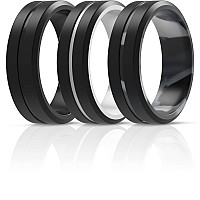 Thunderfit Silicone Wedding Rings For Men 2 Layer Middle Line Beveled Edge 82Mm Wide 25Mm Thick Silver Cblack Grey Camob