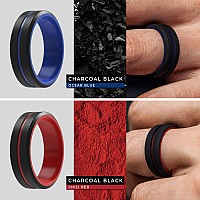 Thunderfit Silicone Wedding Rings For Men 2 Layer Middle Line Beveled Edge 82Mm Wide 25Mm Thick Dark Red Bblack Dark Blue