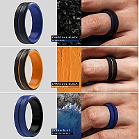 Thunderfit Silicone Wedding Rings For Men 2 Layer Middle Line Beveled Edge 82Mm Wide 25Mm Thick 7 Rings Combination D Siz