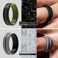 Thunderfit Silicone Wedding Rings For Men 2 Layer Middle Line Beveled Edge 82Mm Wide 25Mm Thick Dark Red Bblack Dark Blue