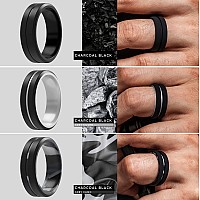 Thunderfit Silicone Wedding Rings For Men 2 Layer Middle Line Beveled Edge 82Mm Wide 25Mm Thick Silver Cblack Grey Camob