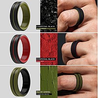 Thunderfit Silicone Wedding Rings For Men 2 Layer 82Mm Wide 25Mm Thick Grey Ablack Olive Greenblack Orange Dblack Black