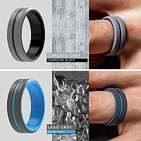 Thunderfit Silicone Wedding Rings For Men 2 Layer Middle Line Beveled Edge 82Mm Wide 25Mm Thick Sky Blue Egrey B Blackda