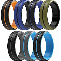 Thunderfit Silicone Wedding Rings For Men 2 Layer Middle Line Beveled Edge 82Mm Wide 25Mm Thick 7 Rings Combination D Siz