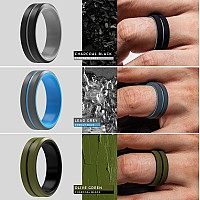 Thunderfit Silicone Wedding Rings For Men 2 Layer Middle Line Beveled Edge 82Mm Wide 25Mm Thick 7 Rings Combination D Siz