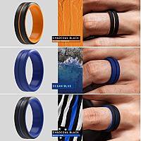 Thunderfit Silicone Wedding Rings For Men 2 Layer Middle Line Beveled Edge 82Mm Wide 25Mm Thick Grey Bblack Blue Ablack