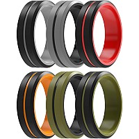 Thunderfit Silicone Wedding Rings For Men 2 Layer 82Mm Wide 25Mm Thick Grey Ablack Olive Greenblack Orange Dblack Black